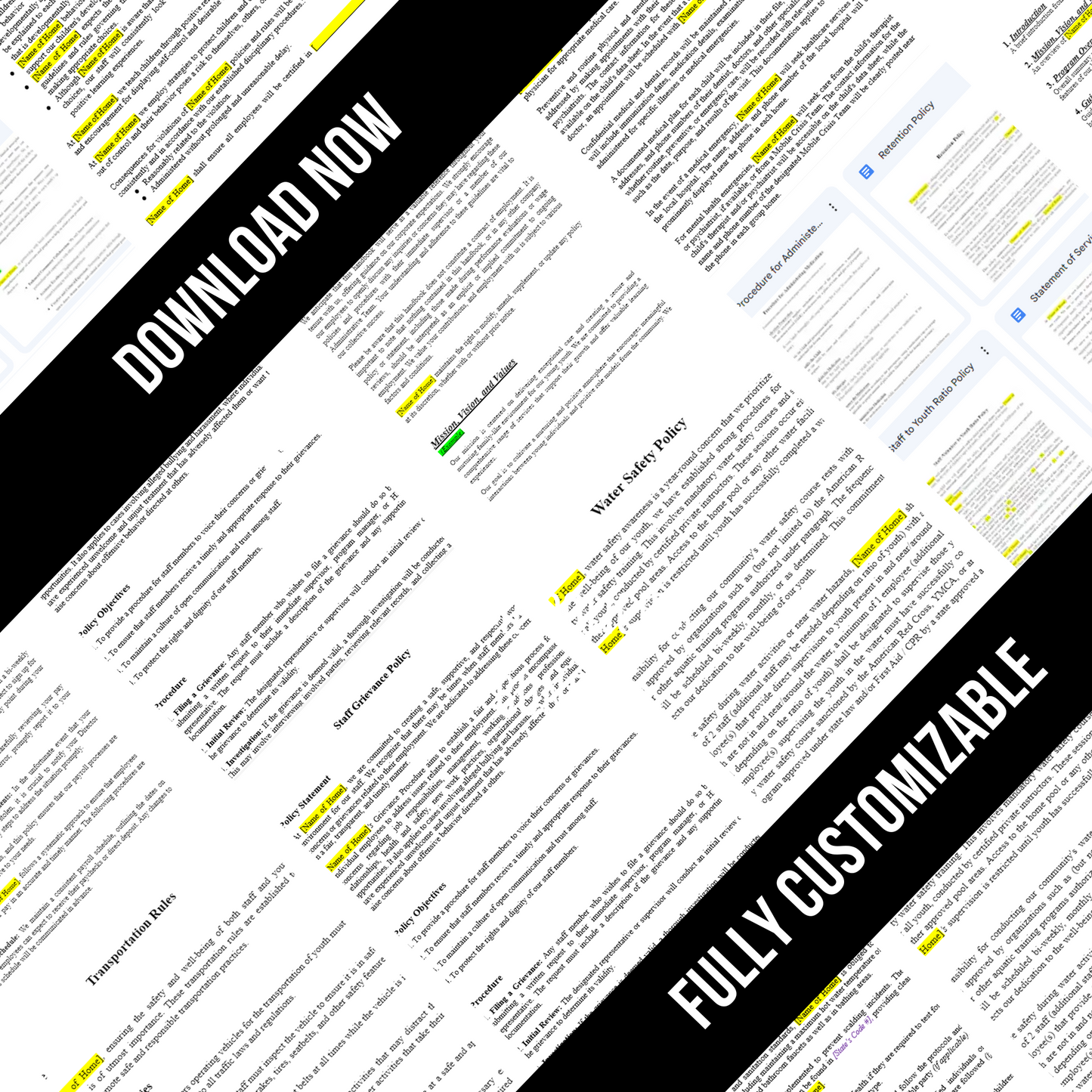 Customizable templates and documents for child-care group home licensing.